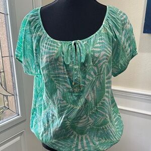 Hearts of Palm Green Leaf Pattern Blouse